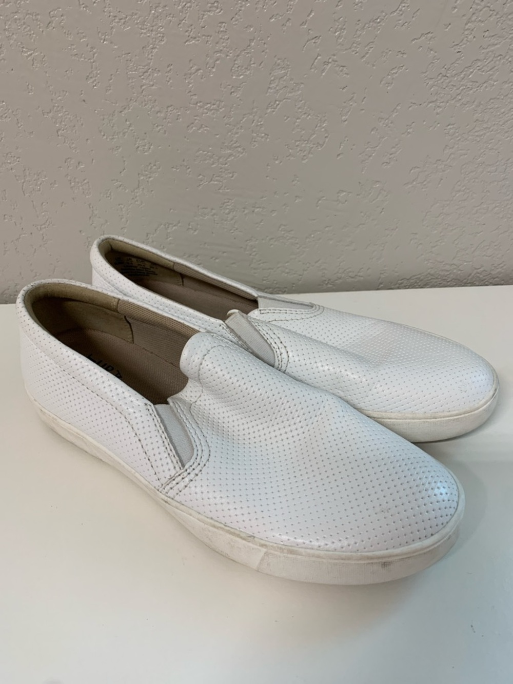 Naturalizer White Perforated Slip-On Sneakers